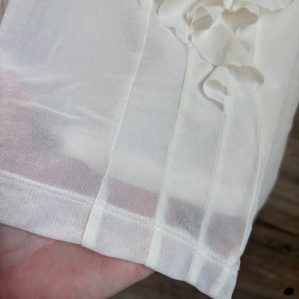 Chico's M Cream Blouse Top Luxury Boardwalk Preppy Professional Colonial Coastal - Picture 5 of 10